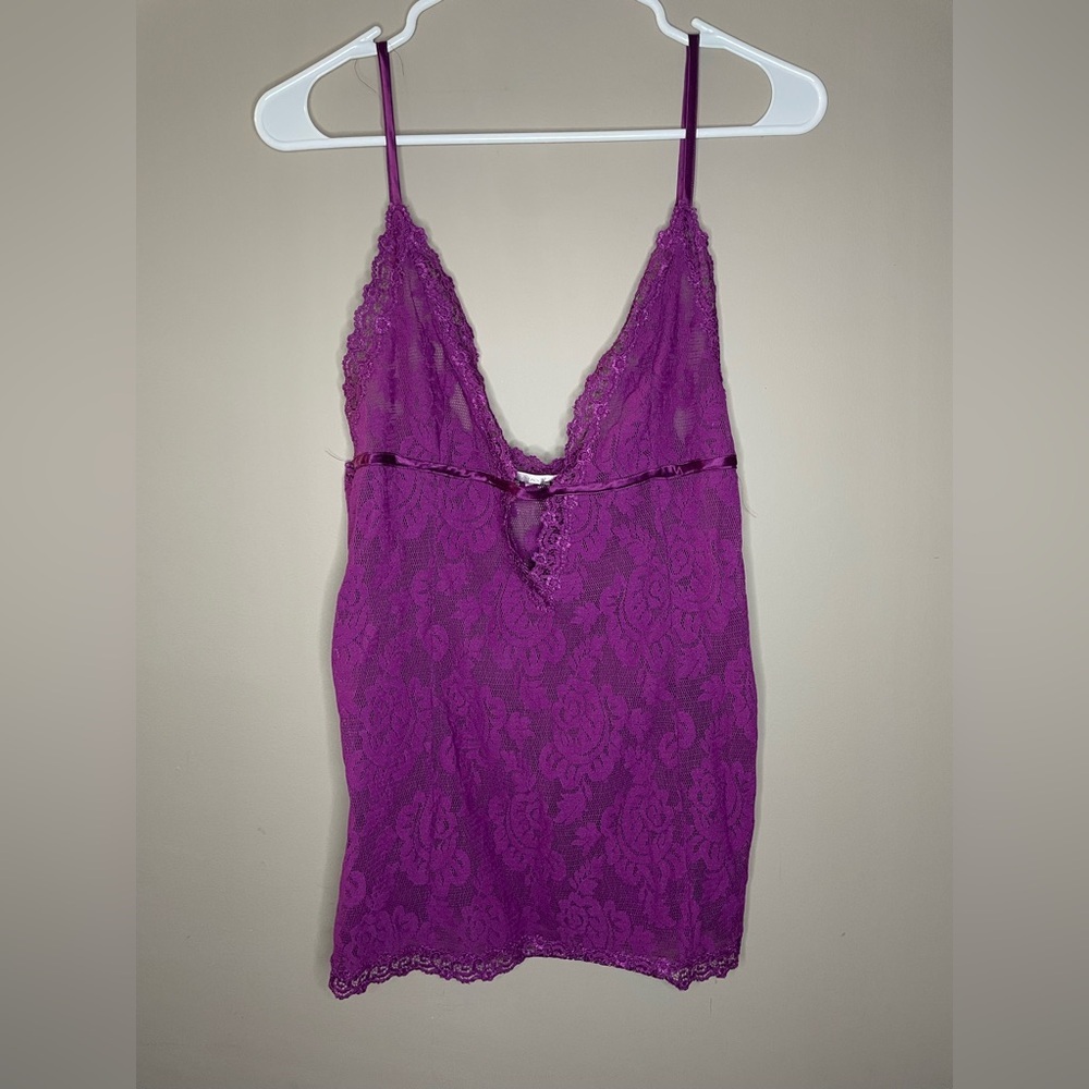 Victoria Secret Vintage Lace Purple Camisole lingerie Top Size L